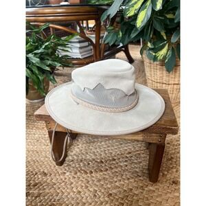 Vintage Sirocco Monterey Bay Leather Mens Wide Brim Sun Hat